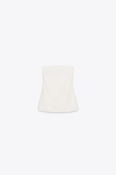 TOP BUSTIER BRODÉ - Blanc cassé de Zara - Image 7