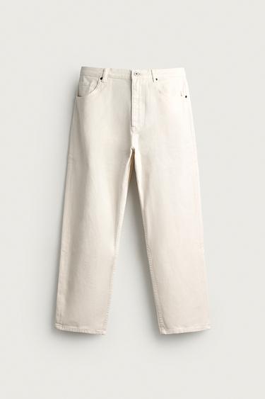 WASHED RELAXED FIT JEANS - Light beige by Zara
