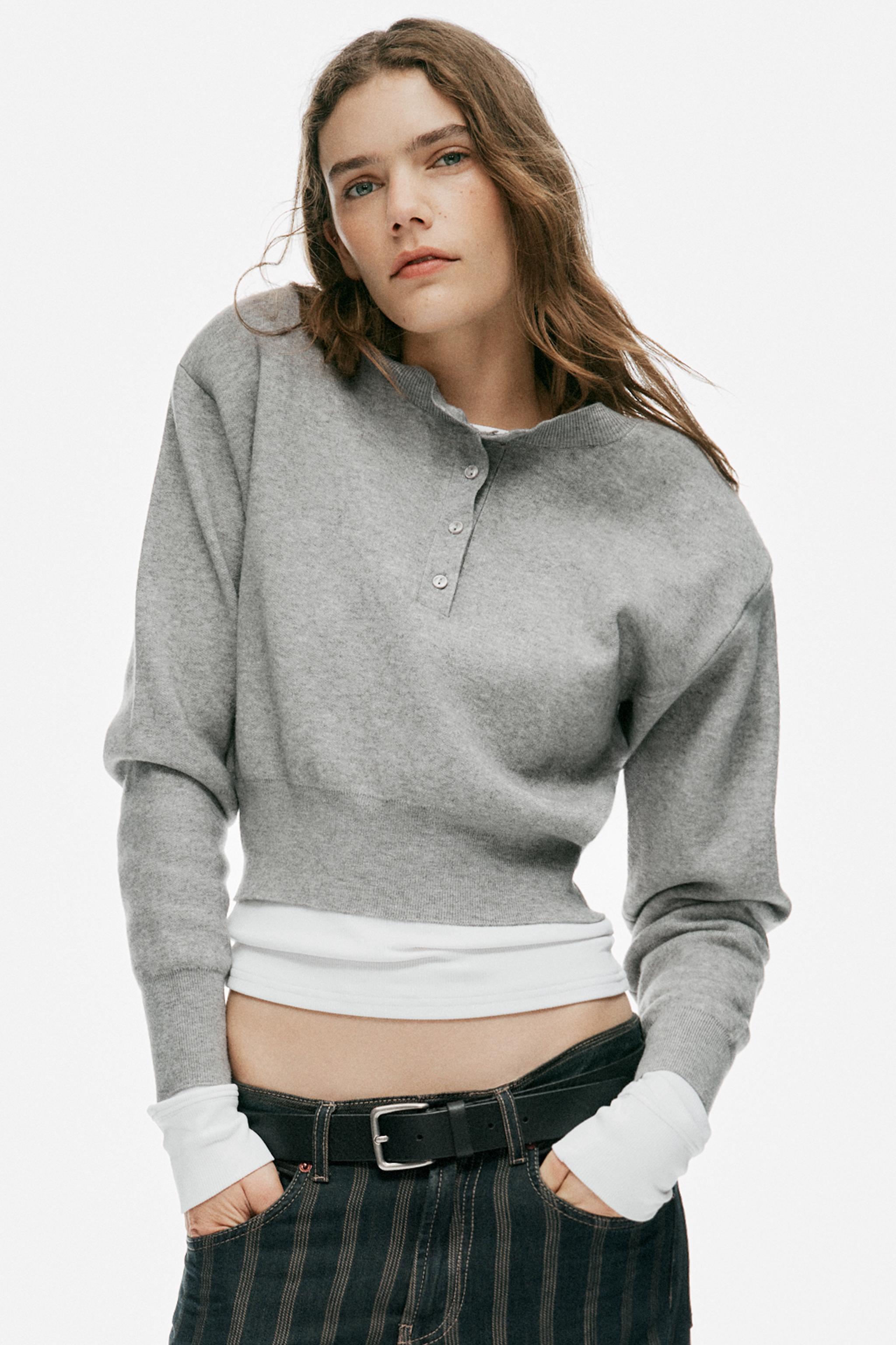 SHOULDER PAD KNIT JUMPER - Gray | ZARA United States