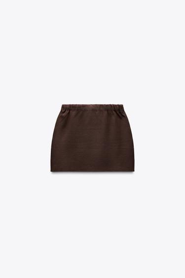 PLAIN KNIT MINI SKIRT - Chocolate by Zara - Image 1