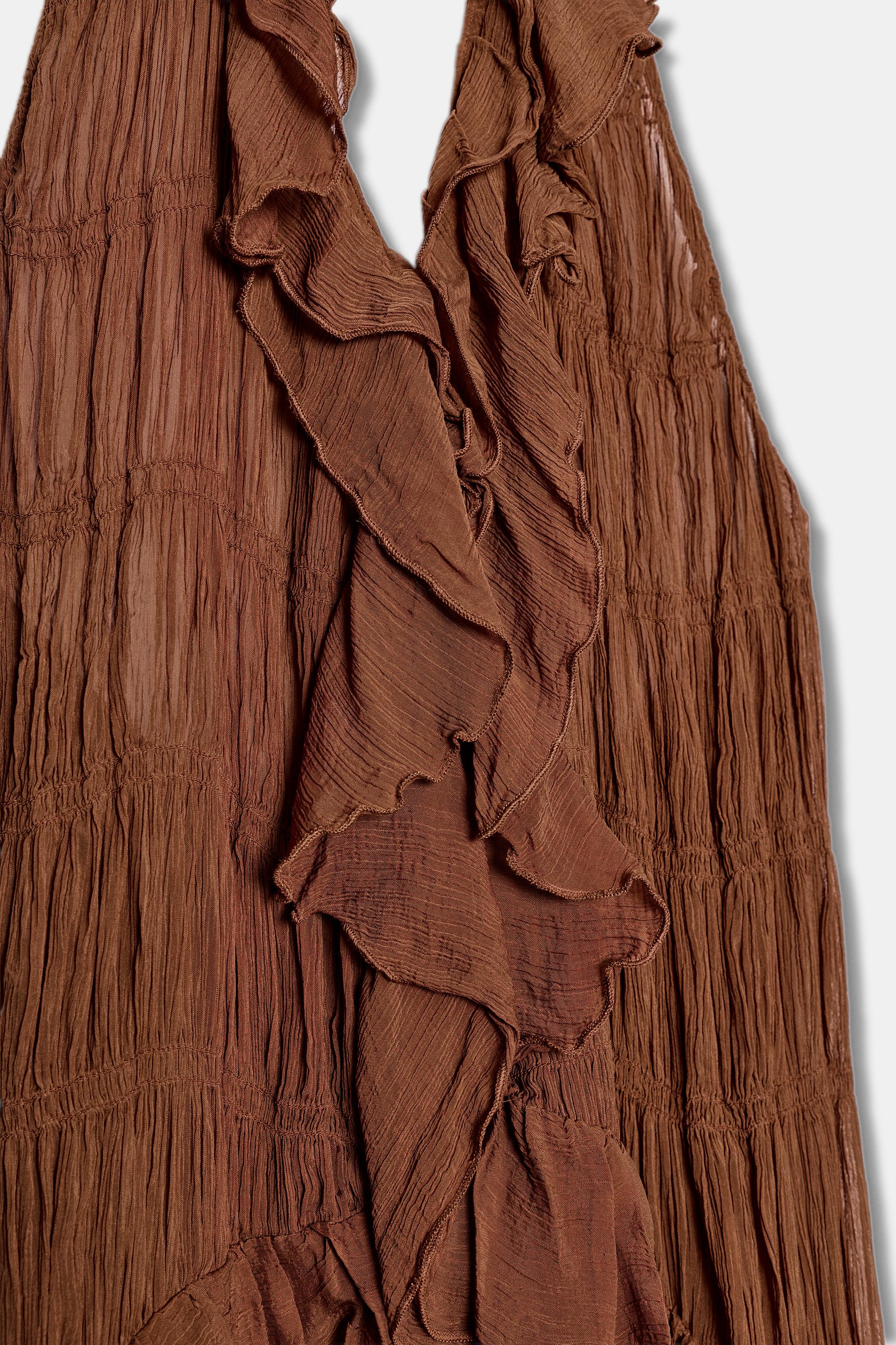 ZW COLLECTION RUFFLED HALTER TOP - Brick | ZARA United States