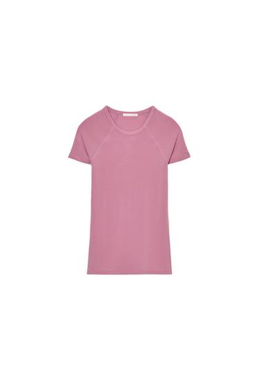 RAGLAN SHORT SLEEVE T-SHIRT - Pale pink by Zara