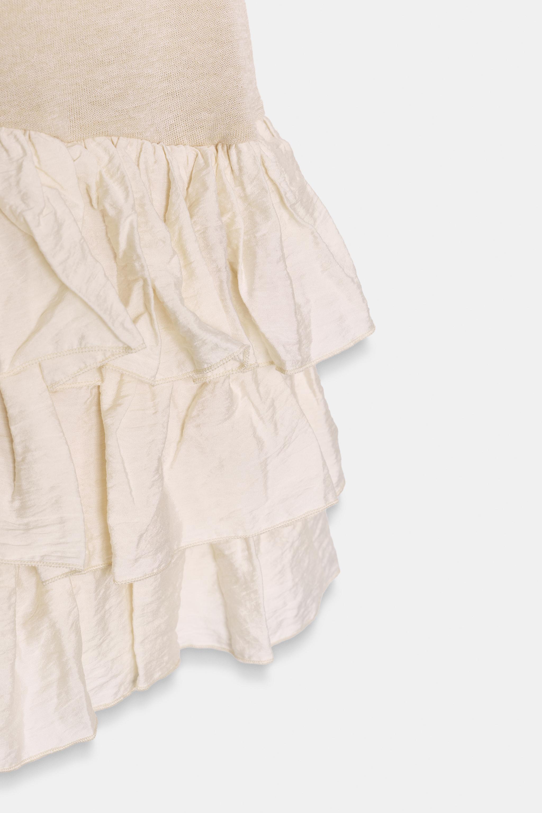 SHORT COMBINATION RUFFLE DRESS