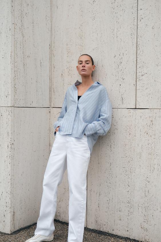 Camisa Rayas Azules Zara Camisa Oversize Mujer Camisa ZARA