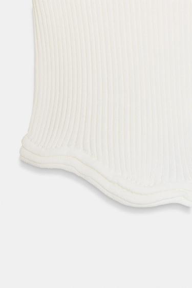 TOP COURT EN MAILLE À COL ASYMÉTRIQUE - Blanc de Zara - Image 5