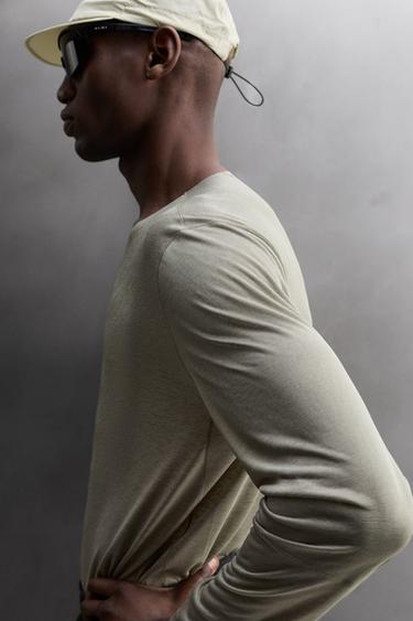 LIGHTWEIGHT TEXTURED RUNNING T-SHIRT - Green marl by Zara - Image 4