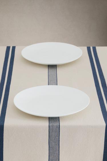 TOALHA DE MESA ALGODÃO GROSSO RISCAS - Azul da Zara - Imagem 0