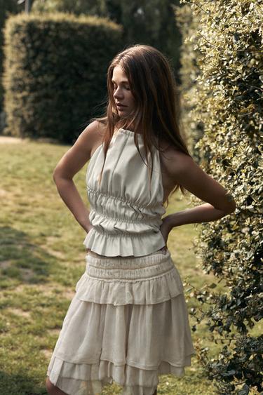 БҮРМЕЛІ ЖОРЖЕТ БЕЛДЕМШЕСІ LIMITED EDITION - Ақ устрица Zara компаниясынан - Сурет 0
