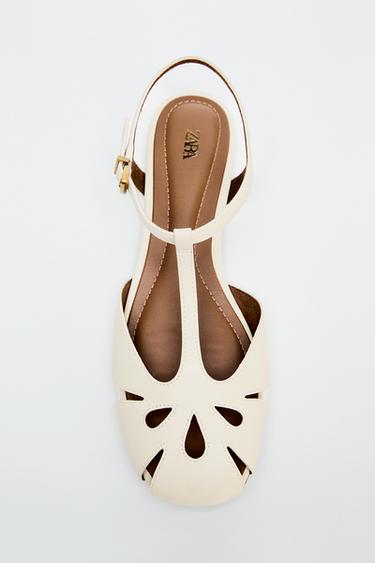 FLAT CAGE SANDALS - Ecru White by Zara