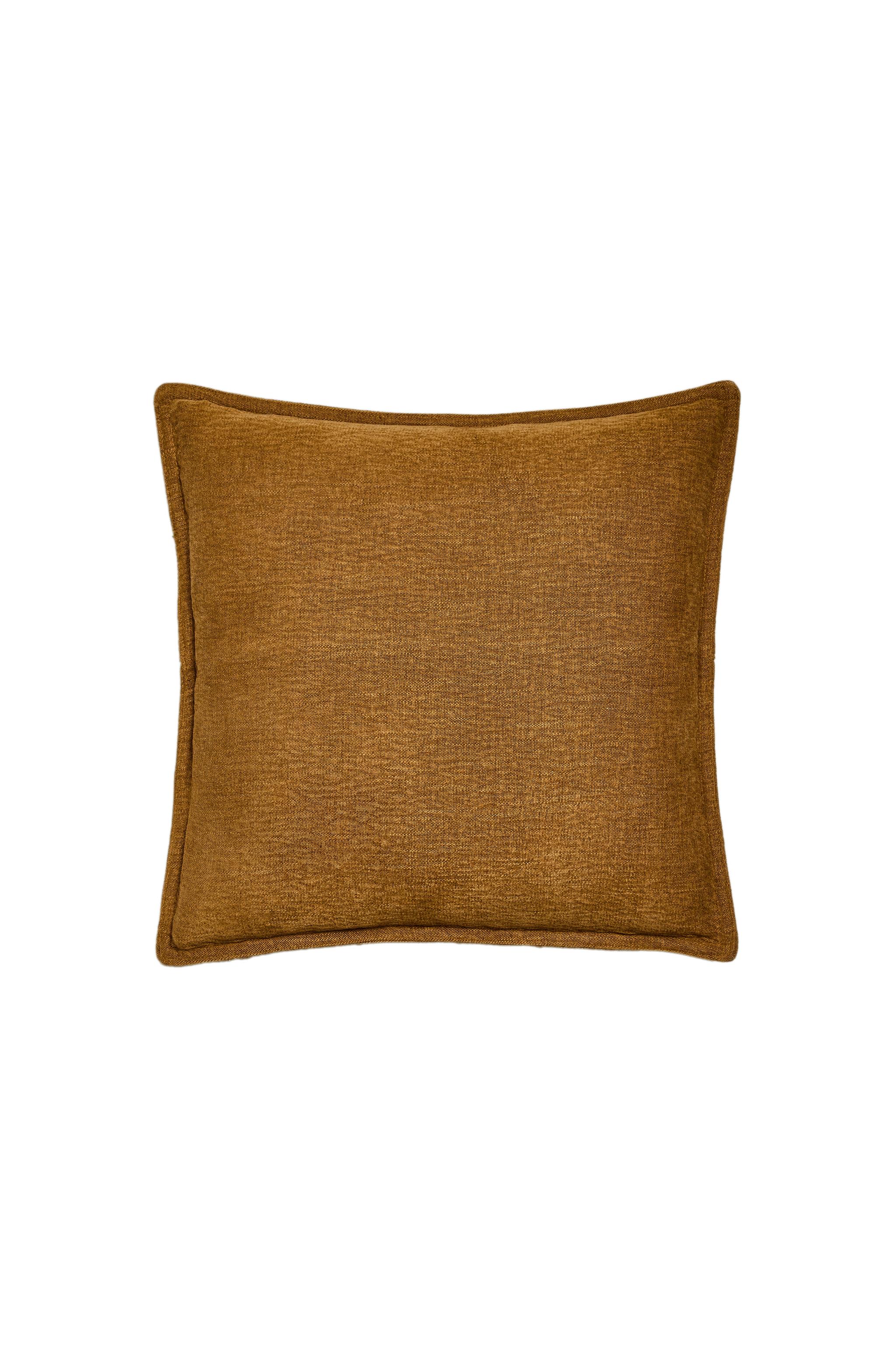 Sass & Belle Federa Per Cuscino Con Frange 100% Cotone - Stampa A Blocchi Senape - Decorazione Natalizia