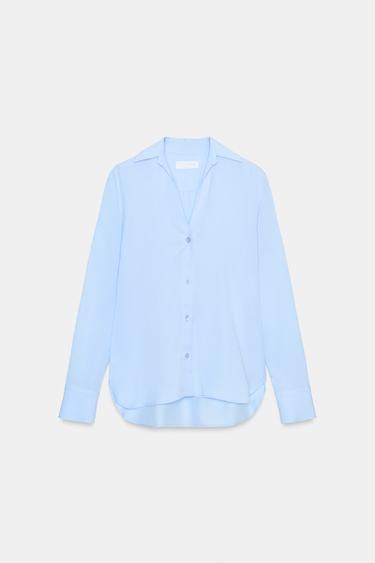 CAMISA FLUIDA ZW COLLECTION - Azul-claro da Zara