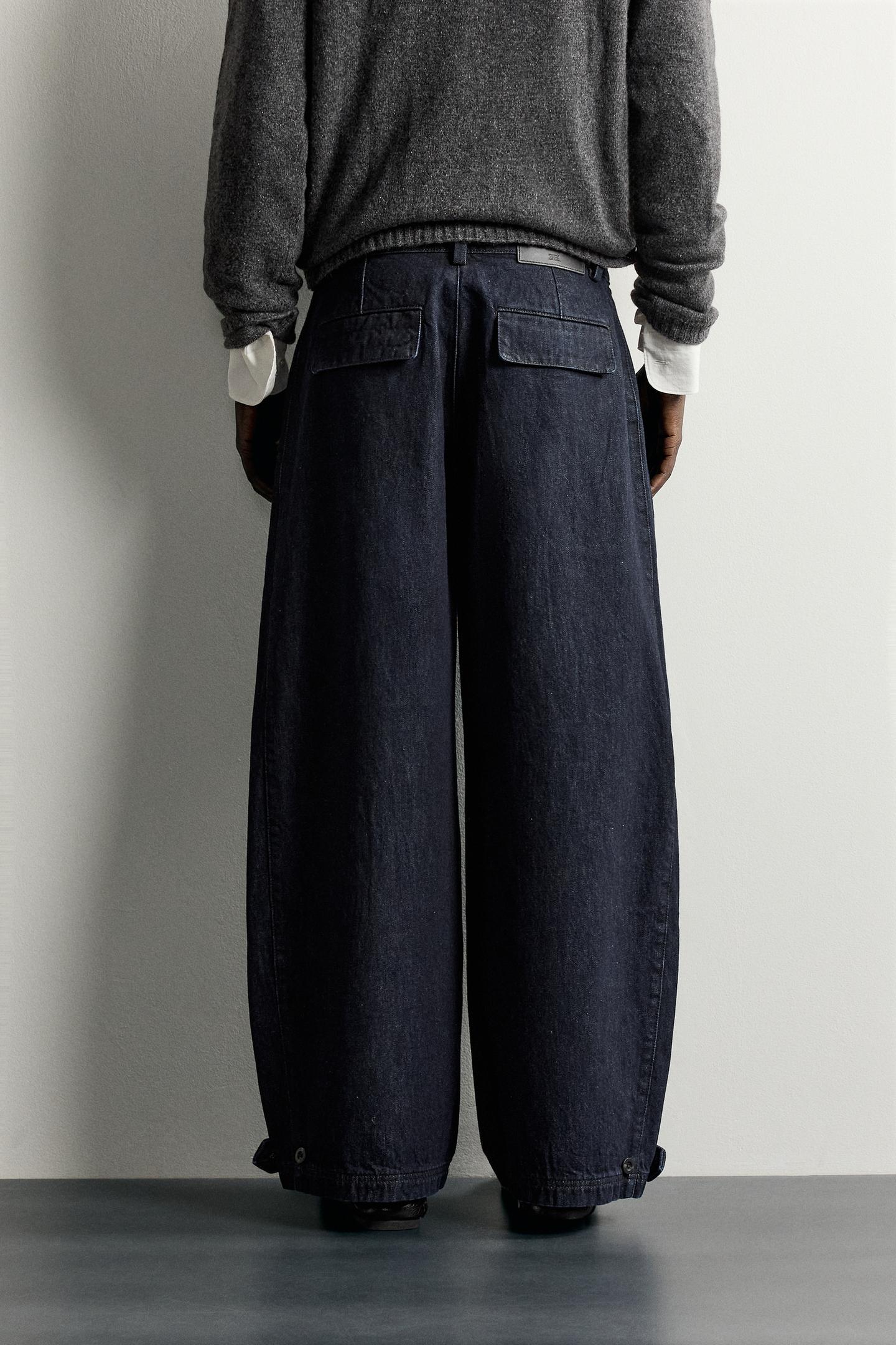 Мужские джинсы Zara Tabbed Balloon Fit, цвет: Индиго — фото 3