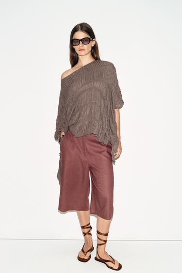 TEXTURED CAPE TOP - Mink by Zara