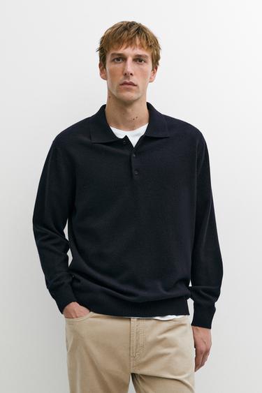 Wool blend polo sweater — Navy marl 2