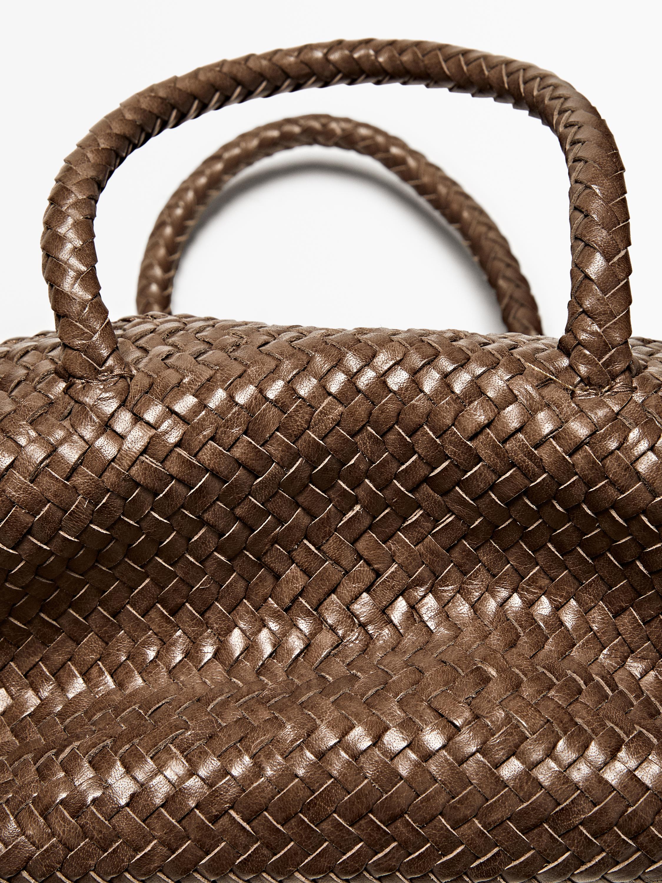 Small woven nappa leather satchel bag