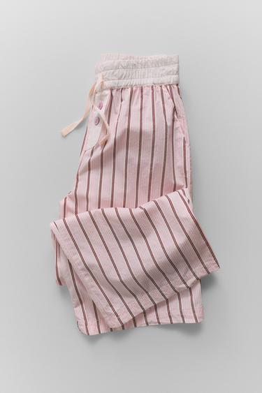 PANTALÓN ESTAMPADO RAYAS - Rosa de Zara