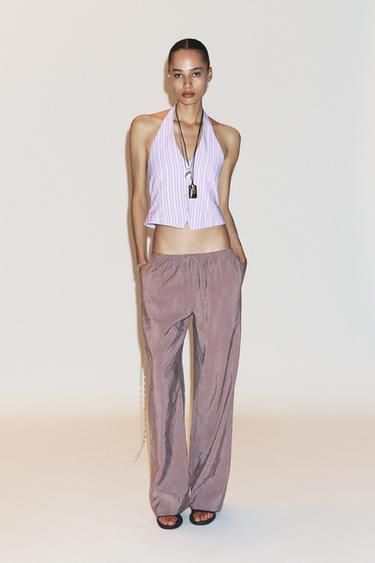 Zara FLOWY PANTS - Light lilac