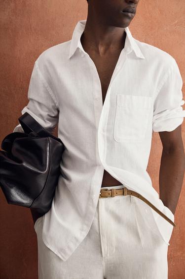 REGULAR FIT LINEN-COTTON SHIRT - White by Zara