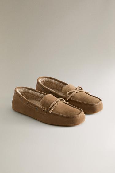 WARM LEATHER MOCCASINS - Brown by Zara - Image 1