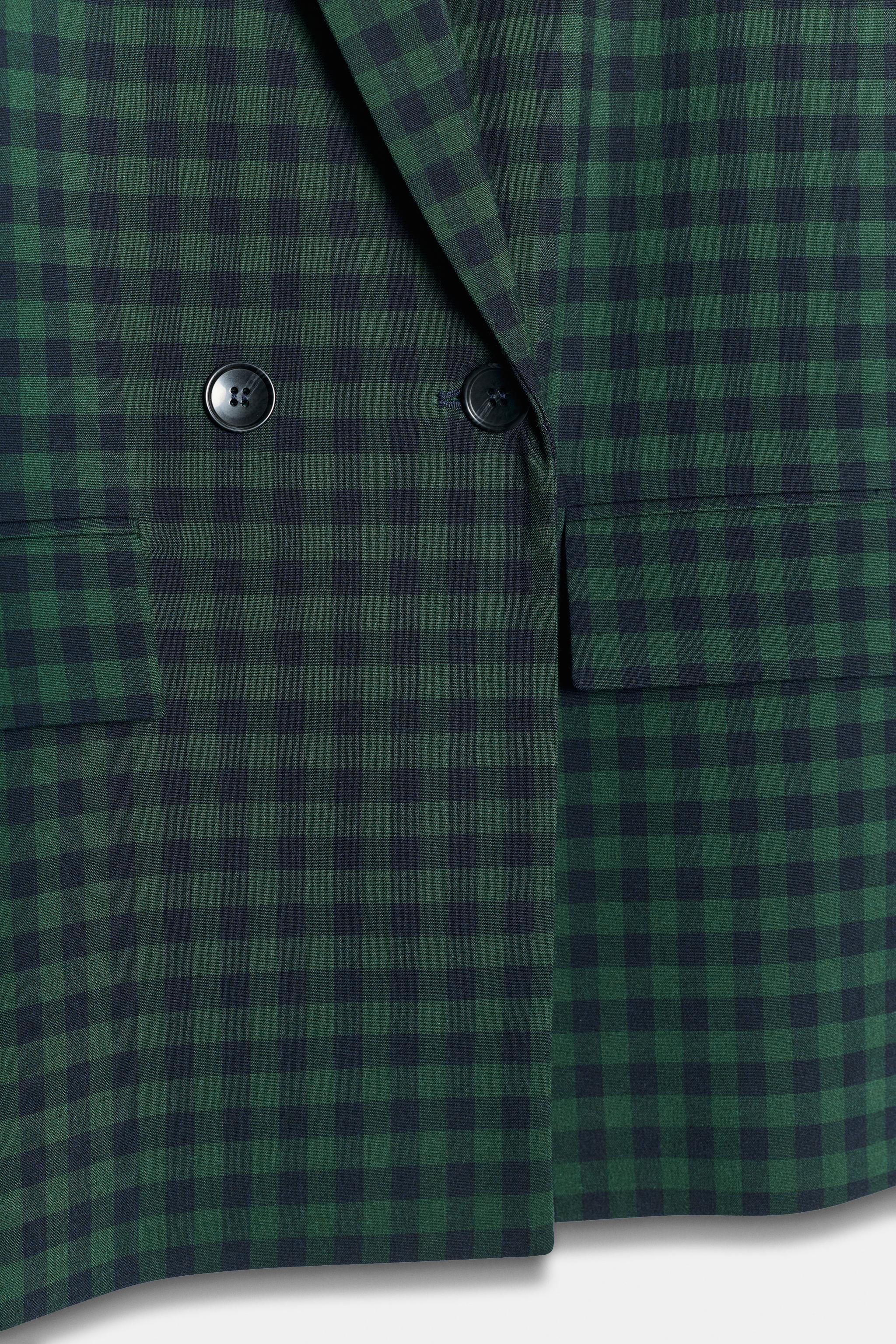 CHECKED DOUBLE-BREASTED BLAZER