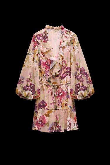 MINIKLEID MIT BLUMENMUSTER UND VOLANT - Bunt von Zara - Bild 0