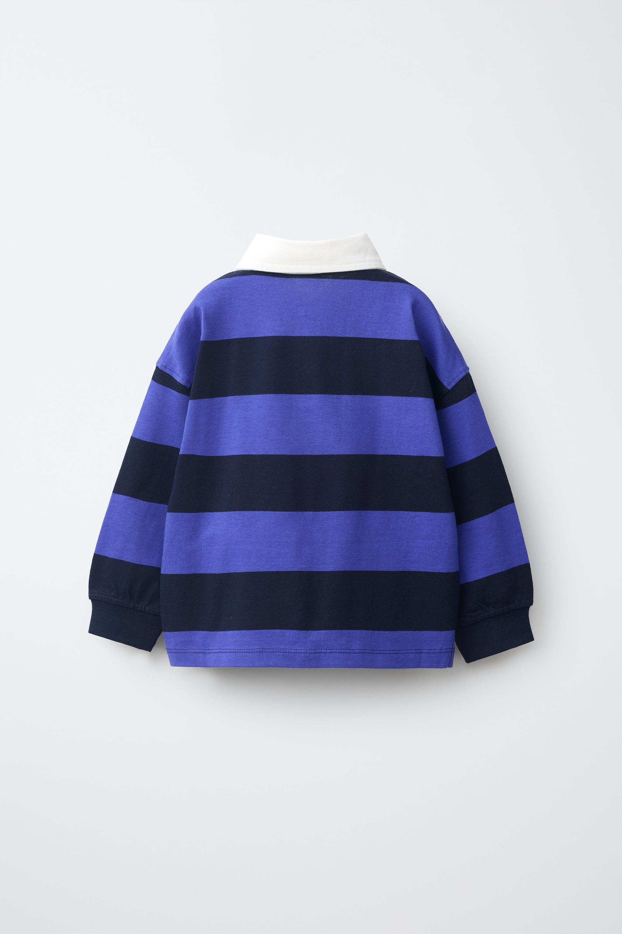 Детские рубашки Zara STRIPED TWILL COLLAR POLO SHIRT — фото 3
