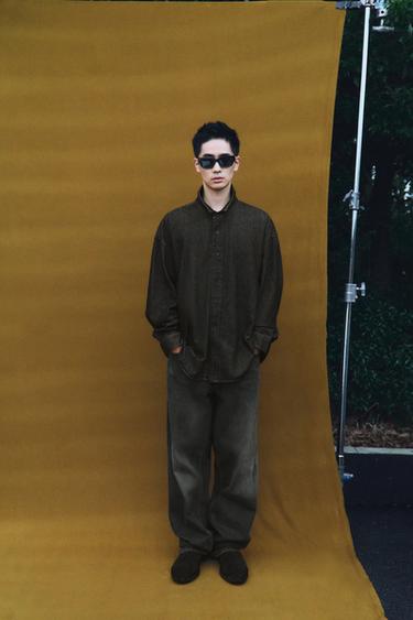 Zara 寬鬆版型丹寧襯衫 - 灰色