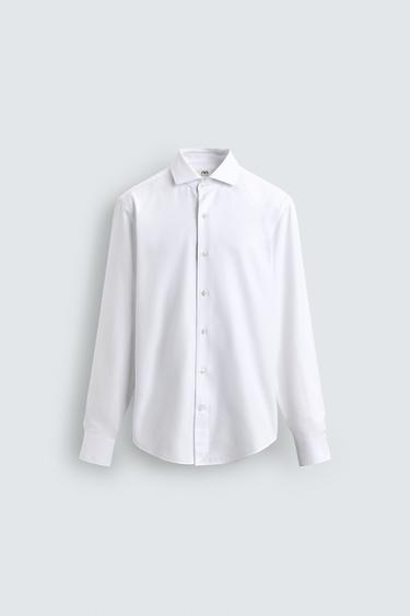 CAMISA REGULAR FIT ESTRUCTURA - Blanco de Zara