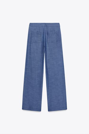 FLORAL WIDE-LEG TROUSERS - Blue by Zara - Image 5
