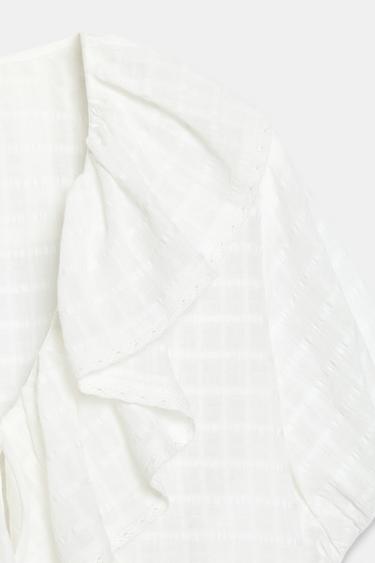 BLOUSE À VOLANTS ET LACETS - Blanc cassé de Zara - Image 7