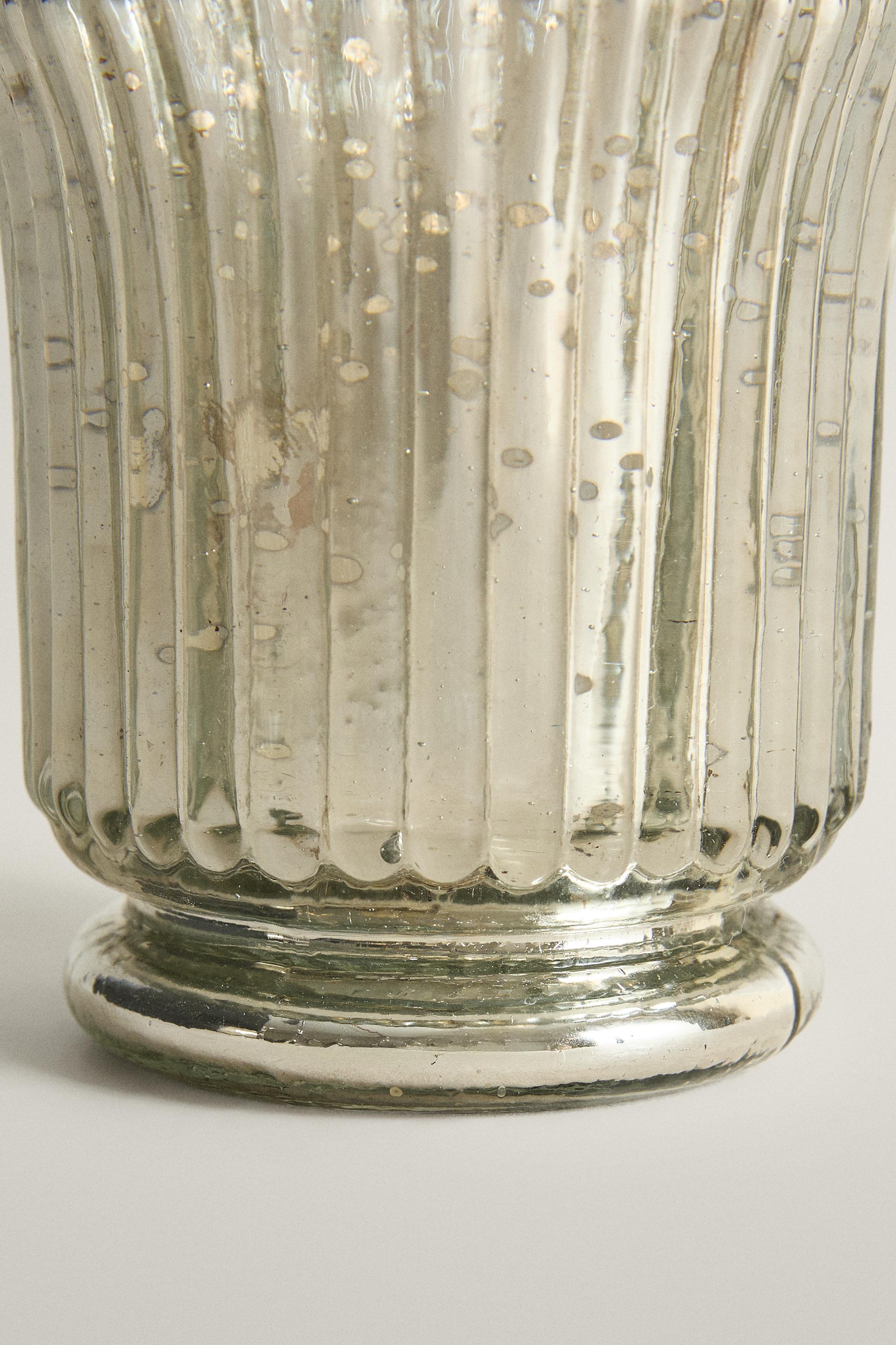 MERCURY GLASS CHRISTMAS CANDLE HOLDER