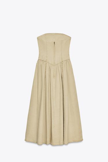 STRAPLESS DRESS - camel by Zara - Image 3