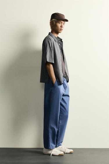 CHEMISE COUPE DÉCONTRACTÉE EN JACQUARD À CARREAUX - Bleu de Zara - Image 3
