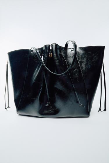 Zara GATHERED SHOPPER BAG - Black