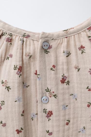 CHEMISE EN GAZE DE COTTON À FLEURS - Marron clair de Zara - Image 3