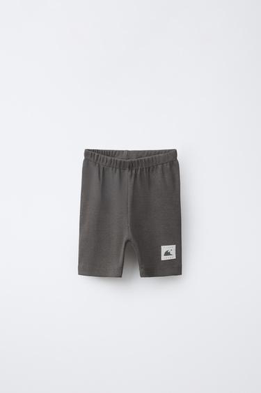 Zara RIBBED BIKE SHORTS WITH LABEL - Anthracite grey