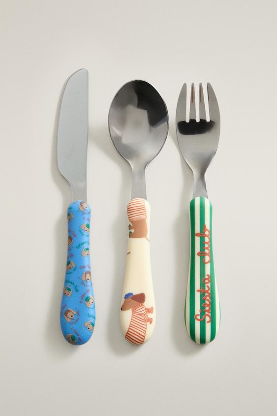 CHILDREN'S DOGGY CUTLERY SET (SET OF 3) - Multicoloured by Zara - Image 0