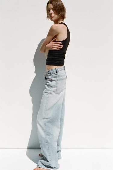 TRF HIGH-WAIST WIDE LEG CROSSOVER JEANS - Light blue by Zara - Image 2