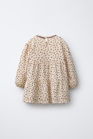 TEXTURED FLORAL PANEL DRESS - Ecru by Zara - Image 1