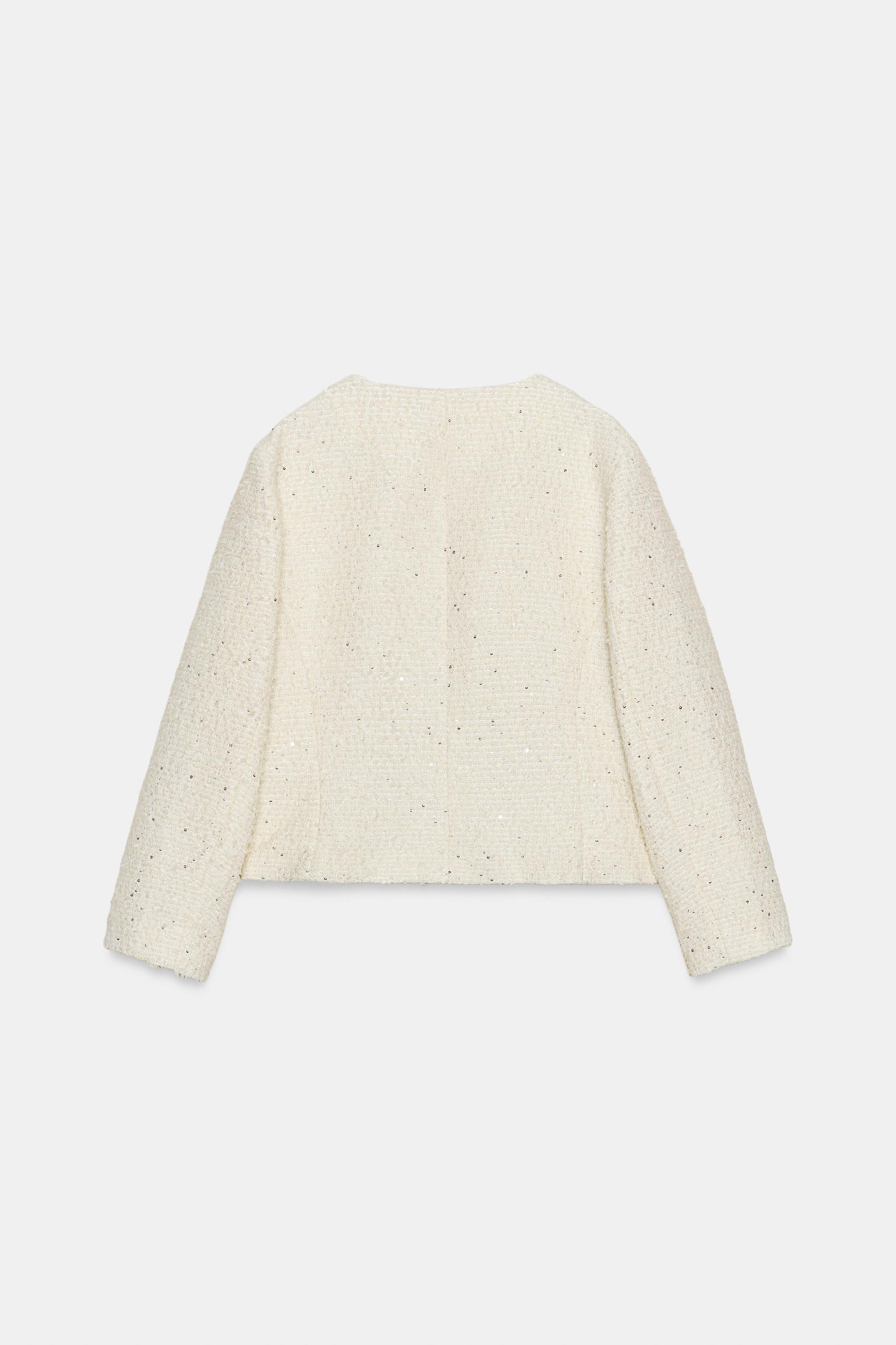 新品タグ付き ZARA ザラスパンコールテクスチャーブレザー (22日まで出品) スパンコールテクスチャーブレザー - エクリュ | ZARA Japan / 日本