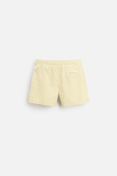 SHORT DE BAIN COUPE CLASSIQUE À IMPRIMÉ GÉOMÉTRIQUE - Vert huile de Zara - Image 7