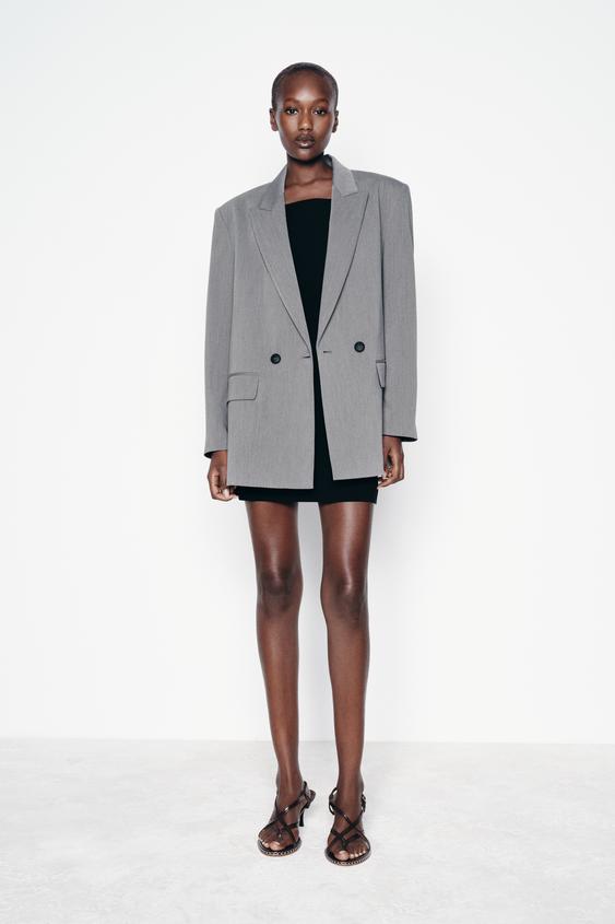 ダブルブレスト仕様オーバーサイズブレザー - グレーマール | ZARA