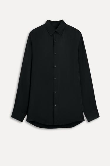 Zara 50週年紀念飄逸杯羅纖維襯衫 - 黑色