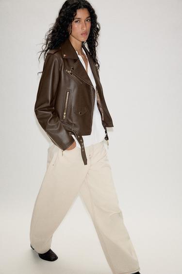 Womens Jacket Zara Faux Leather Moto Jacket Leather Effect Women's Jackets ZARA South Africa