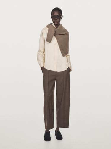 Pantalón con lana barrel fit - Negro oro de Zara