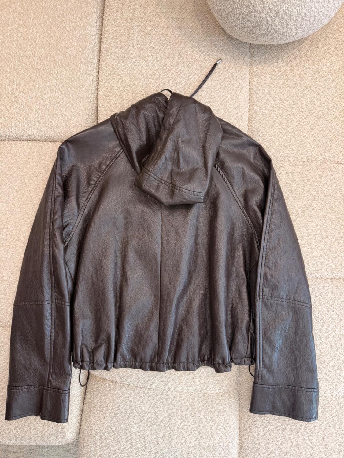 LEATHER EFFECT JACKET BROWN - Image 8