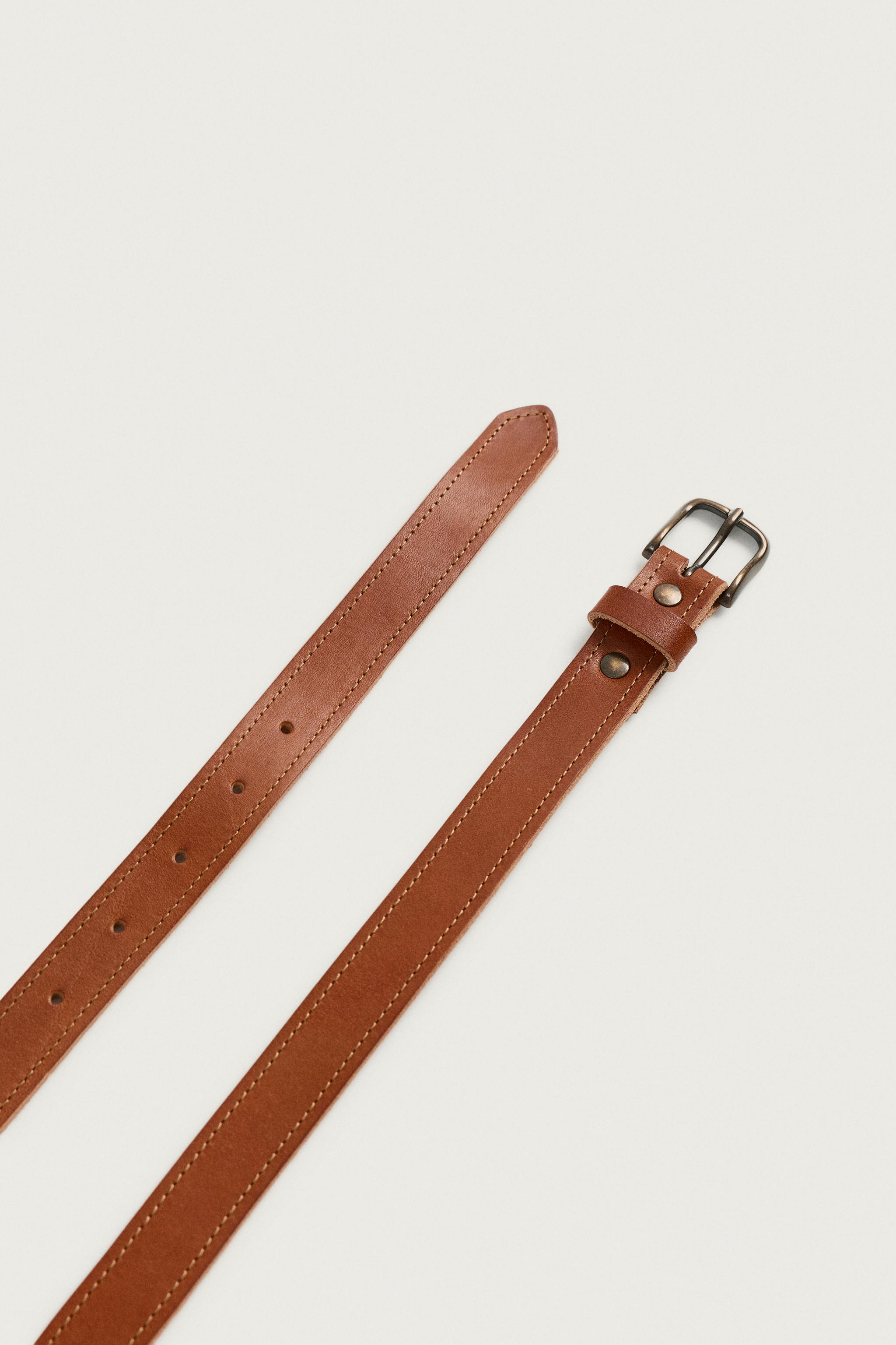 VINTAGE EFFECT LEATHER BELT — Leather (alternate view)