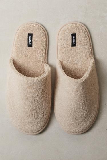 Zara TERRY BATHROOM SLIPPERS - Beige