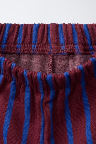 CONJUNTO JOGGING SUDADERA POLO Y PANTALÓN WIDE LEG RAYAS - Burgundy de Zara
