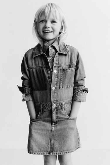 DENIM DRESS WITH POCKETS - Mid-blue by Zara